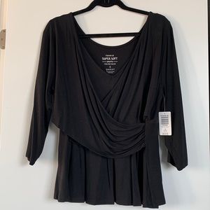 Torrid Black Sursplice 3/4 Sleeve Top NWT